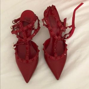 Rockstud Caged 65mm Pump, Red